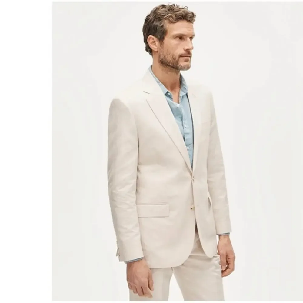 J. Crew Ludlow Slim-Fit Suit Jacket Cream Irish Cotton-Linen Blend Size 44 NWT